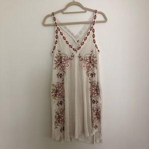 Free People Side Slit Embroidered Summer Dress
